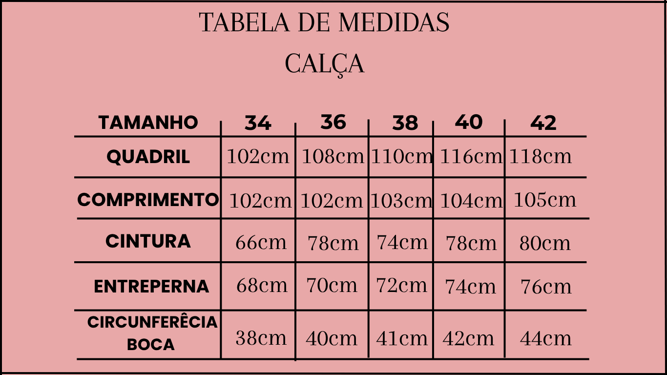 TABELA JEANS